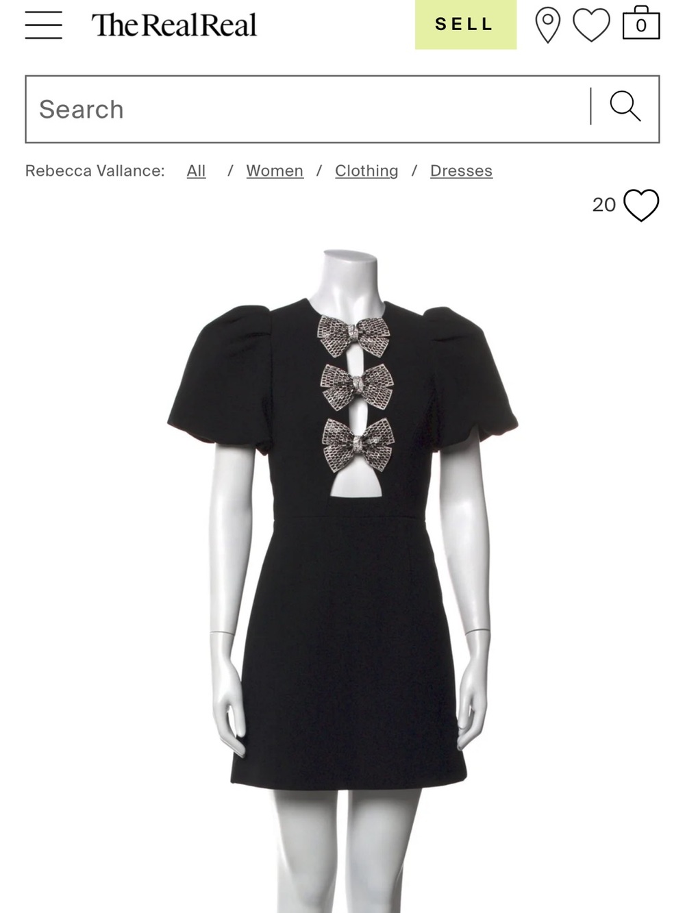 Rebecca Vallance Black Mini Dress with Embellished Bows-worn twice